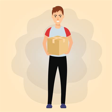 Standing Man Holding A Box Vector Art At Vecteezy