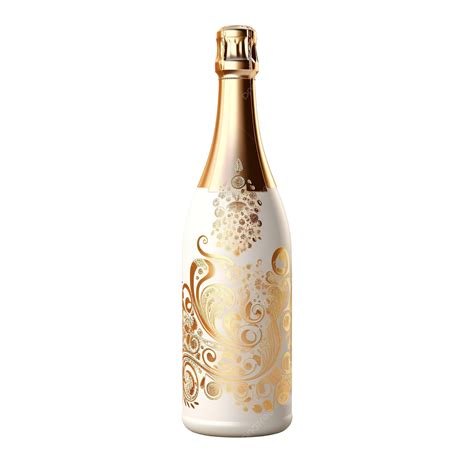 Decorated Bottle Of Golden Champagne Symbol Of Christmas Sparkling