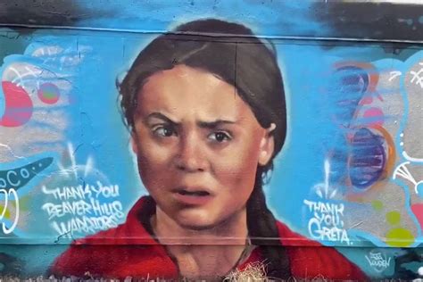 Climate Activist Greta Thunbergs Mural Defaced In Edmonton Lake