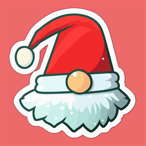 Premium Vector | Christmas santa's hat sticker xmas cute hat stickers ...