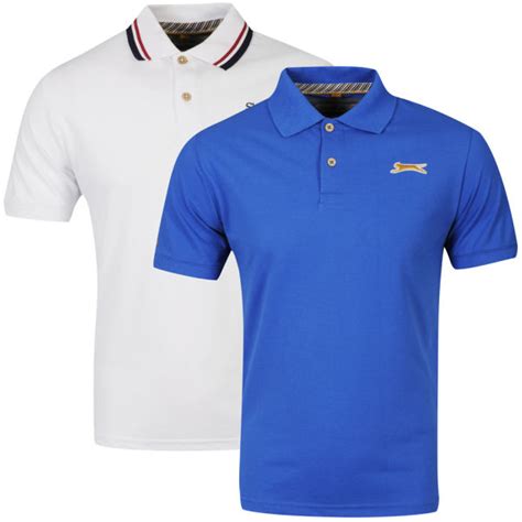 Slazenger Men's 2-Pack Polo Shirts - White/Royal Clothing | Zavvi.com