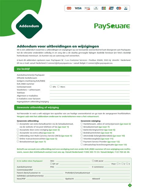 Remplissable En Ligne Paysquare Addendum Voor Uitbreidingen En