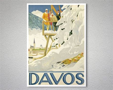 Davos Suisse Vintage Travel Poster Poster Paper Or Canvas Print T