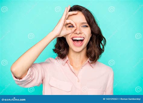 Close Up Portrait Of Cheerful Positive Optimistic Attractive Cut Stock