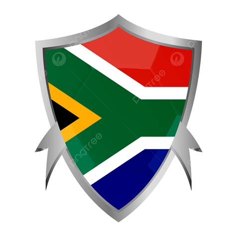 South Africa Flag In Silver Shield South Africa Flag Africa Png