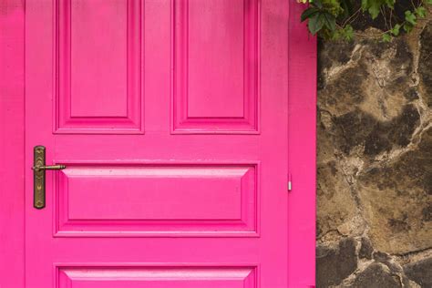 vintage wooden pink door with metal furniture 7667359 Stock Photo at ...