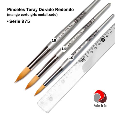 Pinceles Toray Dorado Redondo Mango Corto Gris Metalizado