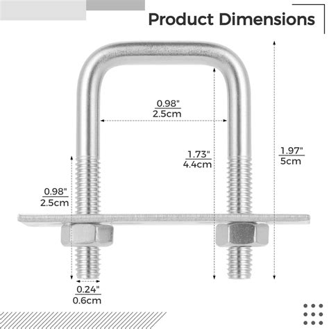 Square U Bolt Stainless Steel Square Bend U Bolts With Nuts And Frame