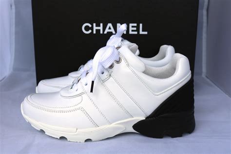 Chanel 2016 Cc Logo White Black Leather Mesh Sneakers Tennis Shoes