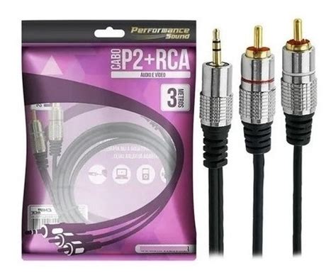 Cabo Profissional De Audio P2 2 Rca Blindado 3 Metros 24k MC