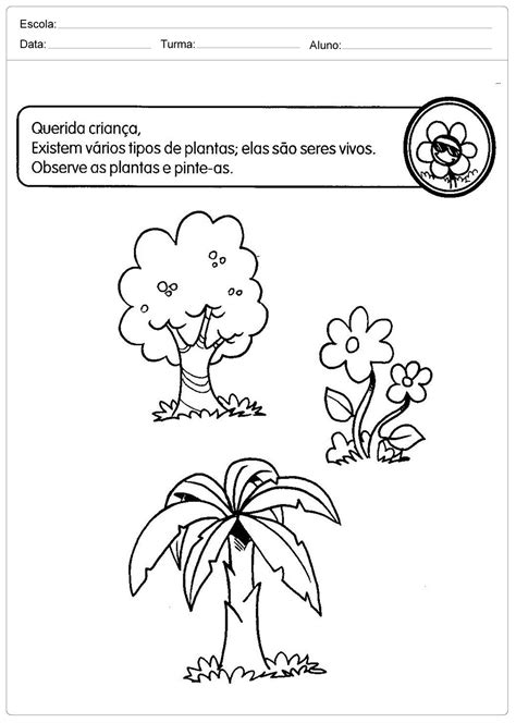 Atividades Sobre Os Seres Vivos Pinte As Plantas Bem Bonito Escola