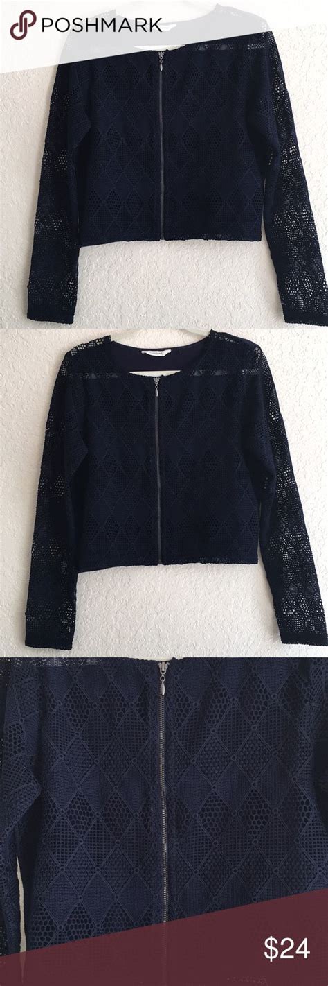 Naf Naf Paris Lace Long Sleeve Top Size L Lace Top Long Sleeve Blue