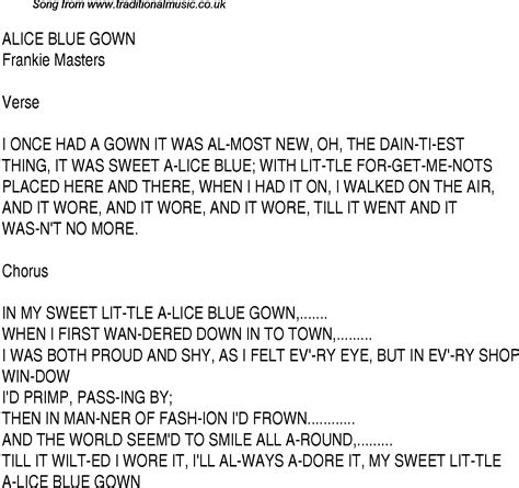 Top Songs Music Charts Lyrics For Alice Blue Gown