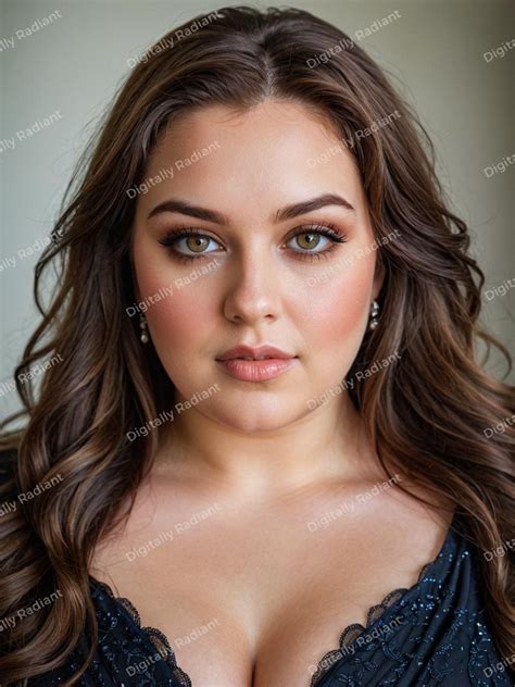 Plus Size Brunette Model Woman Headshot Plus Size Female Cover Model Woman Portrait