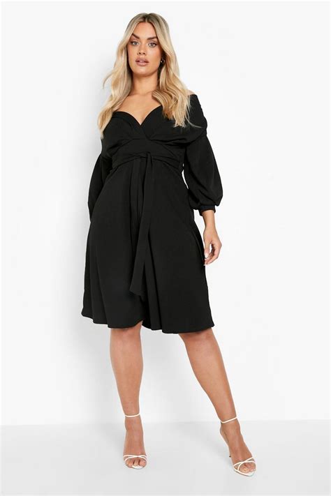 Plus Off Shoulder Wrap Midi Dress Boohoo