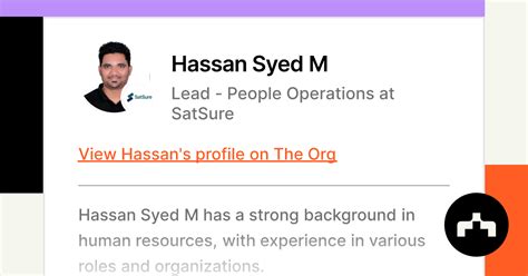 Hassan Syed M Lead People Operations At Satsure The Org