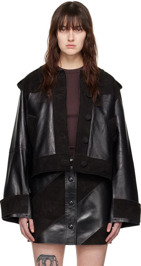 Stand Studio Blouson Corinne Noir En Cuir Ssense France