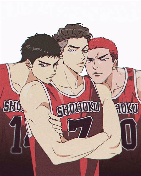 Sakuragi Hanamichi Mitsui Hisashi And Miyagi Ryouta Slam Dunk Drawn