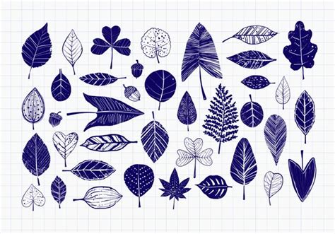 Doodle Blue Sketch Trees Rice Paper Background Stock Vector By