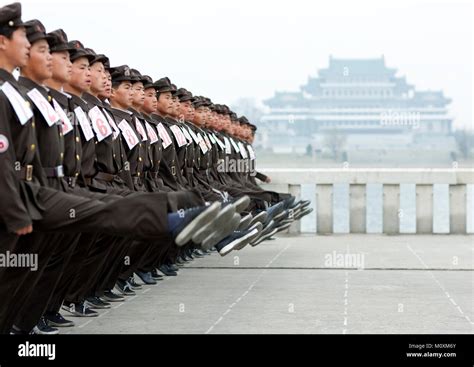 North Korean army parade on Kim il Sung square, Pyongan Province ...