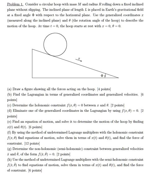 Solved Problem 1 Consider A Circular Hoop With Mass M And Radius R Rolling Down A Fixed