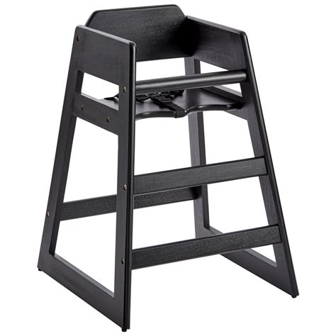 Assembled Stacking Restaurant Wood High Chair With Black Finish