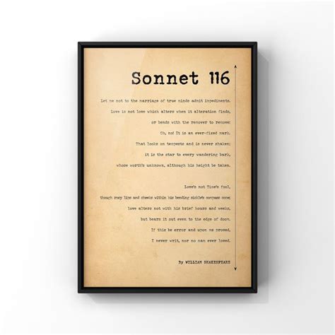 Sonnet 116 Love Poem By William Shakespeare Poster Print Wedding