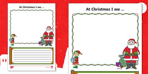 At Christmas I See Writing Frame Teacher Made Twinkl