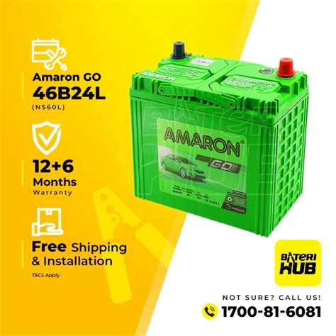 Battery 46B24L Amaron Go Car Battery Bateri Kereta Waja Vios Civic