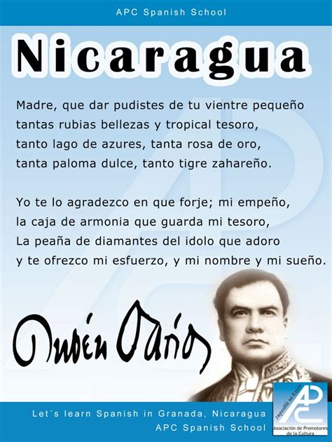 A Poem About Nicaragua By Rub N Dar O Bandera De Nicaragua Palabras