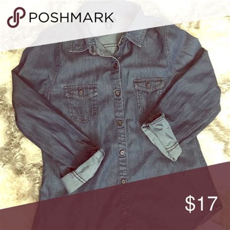 Dark Wash Classic Chambray Button Down Shirt