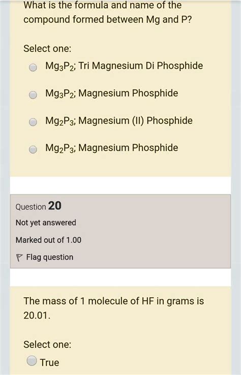 SOLVED: What is the formula and name of the compound formed between Mg ...