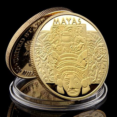 Amazon Mexico Mayan Calendar Colorful Gold Coin Mexican Maya Aztec