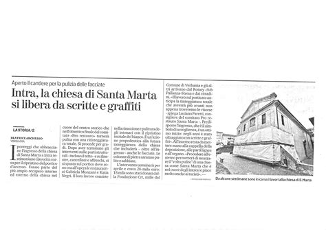 La Chiesa Di S Marta Si Libera Da Scritte E Graffiti Santa Marta Intra