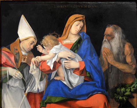 Madonna with a Bishop and St. Onuphrius, 1508 - Lorenzo Lotto - WikiArt.org