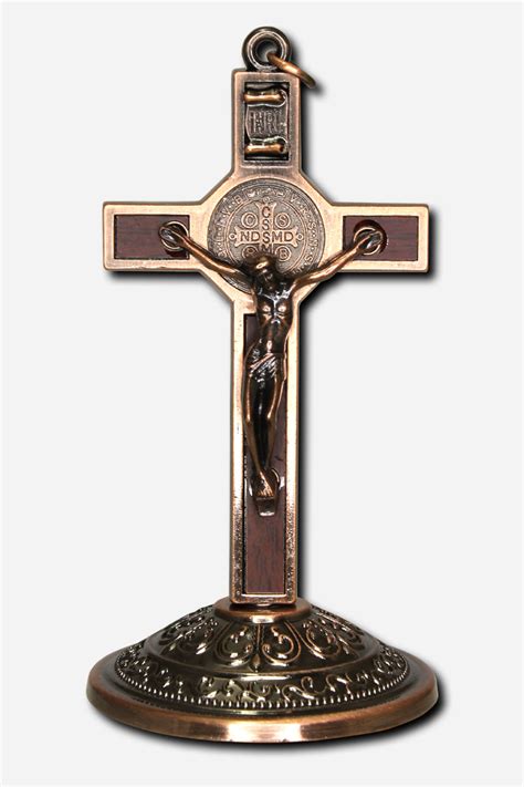 Standing Crucifix With Saint Benedict Medal Copper X X Cm C