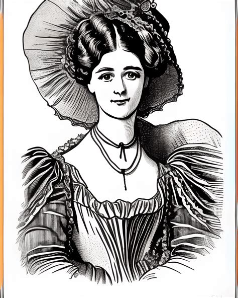 Victorian Lady Coloring Page · Creative Fabrica