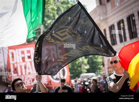 Rome Italy 21st May 2016 Flag Of Extreme Right Greek During Casa