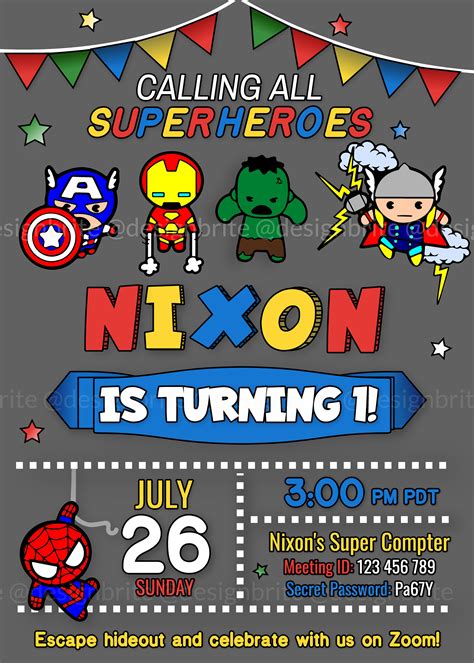 Marvel Birthday Invitation Marvel Invite Superhero | Etsy