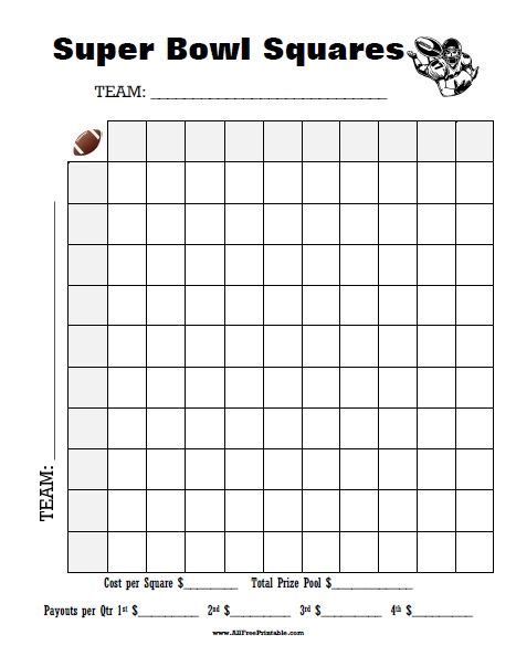 Super Bowl Squares Template Free Printable Superbowl Squares Templates Printable Free