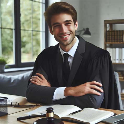 Premium Photo Portrait Of Smiling Caucasian Lawyer At Table In Office