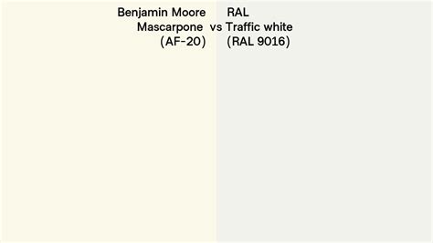 Benjamin Moore Mascarpone AF 20 Vs RAL Traffic White RAL 9016 Side