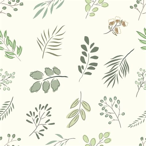 Hand Drawing Seamless Pattern Botanical Greenery Vector Art At