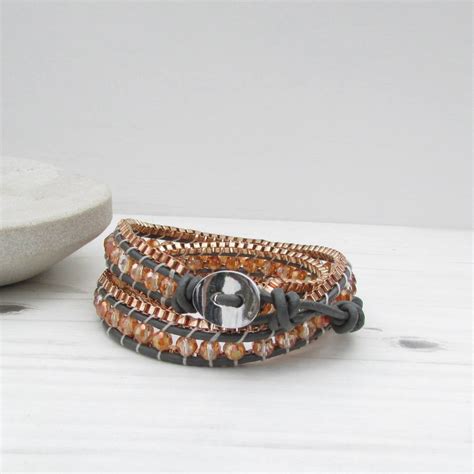 Copper Leather Wrap Bracelet By Evy Designs Notonthehighstreet