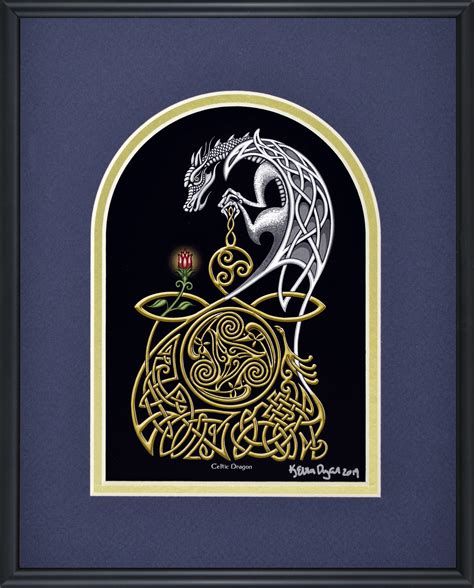 Celtic Dragon - Framed Digital Art Print 8 x 10