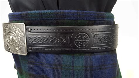 Quality Leather Celtic Embossed Kilt Belt Made In Scotland