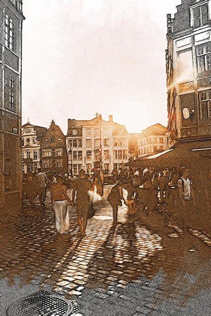 Premium Photo Ghent Belgium Color Pencil Landscape