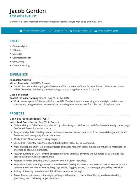 Research Analyst Resume Sample In 2025 Resumekraft