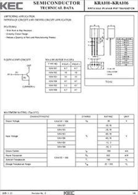 Kra Datasheet Epitaxial Planar Pnp Transistor