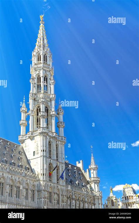 Town Hall In Grand Place Main Square In Bruxelles Belgium Stock Photo